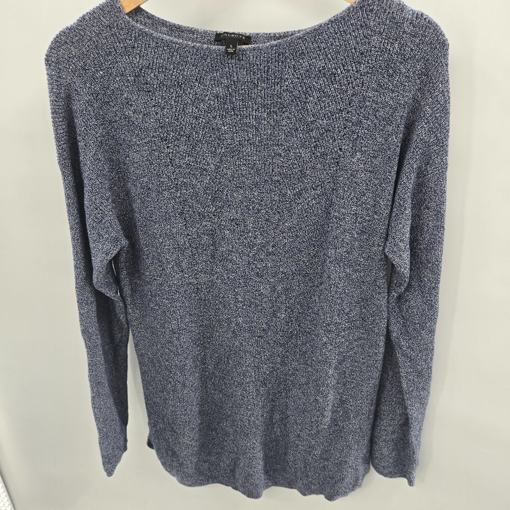 Talbots Heathered Blue Pullover Lightweight Crewneck Sweater Size Large